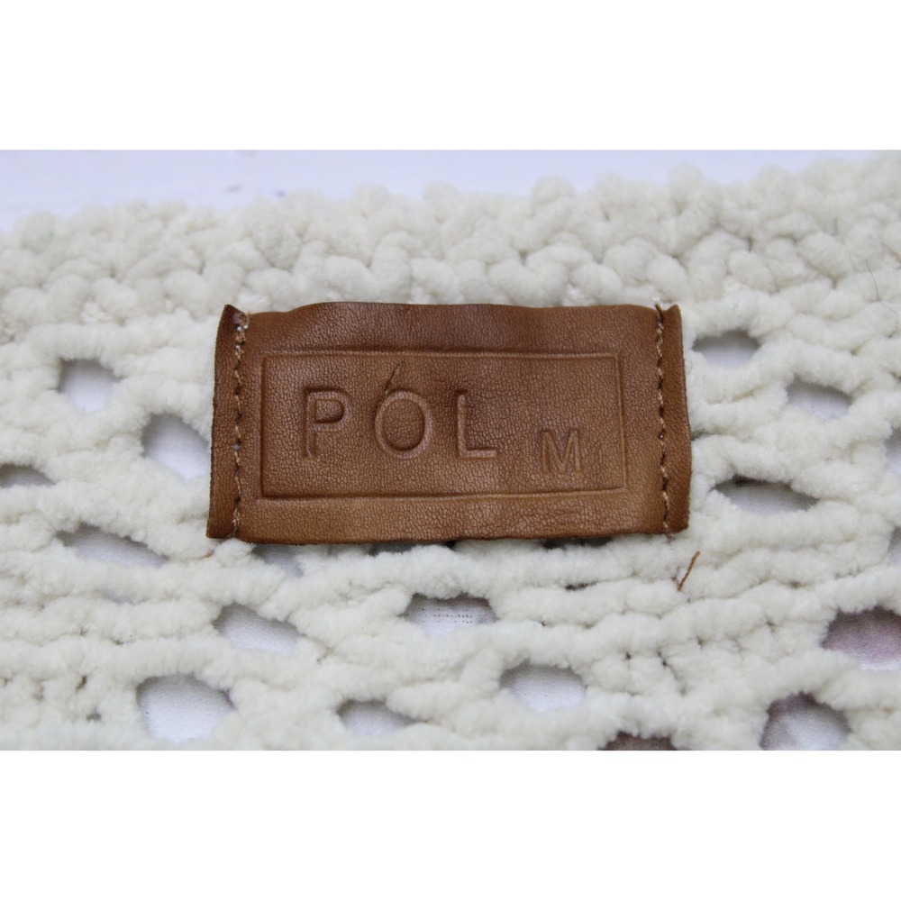 POL Crochet Knit Chenille Sweater Cream Medium Boho Cottagecore - Picture 4 of 8